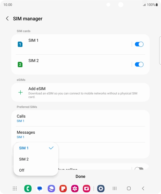 Press the required setting. Press the required setting.