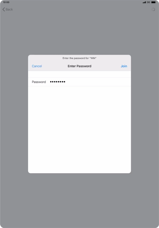 Key in the password for the Wi-Fi network and press Join. Key in the password for the Wi-Fi network and press Join.
