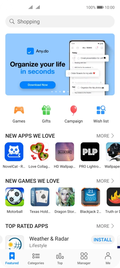Press the search field. Press the search field.