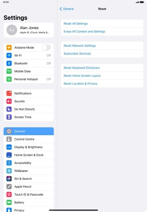 Press Reset All Settings. Press Reset All Settings.