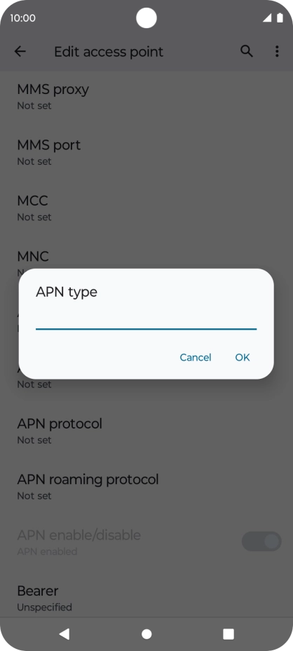 Key in default and press OK. Key in default and press OK.