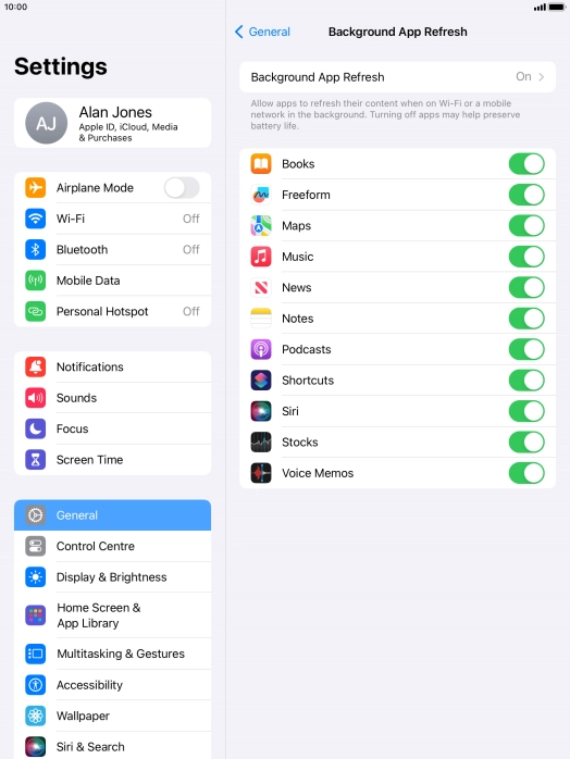 Press Background App Refresh. Press Background App Refresh.