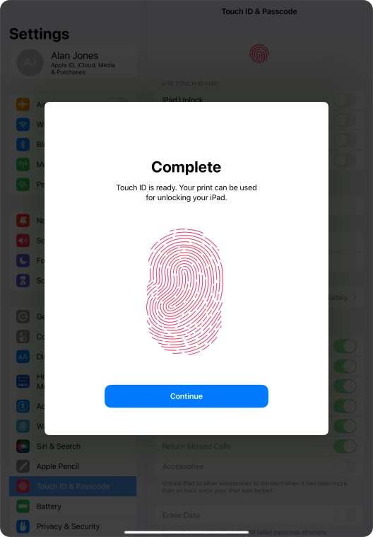 Press Continue. If you haven't previously selected a lock code, key in a code of your own choice twice. Press Continue. If you haven't previously selected a lock code, key in a code of your own choice twice.