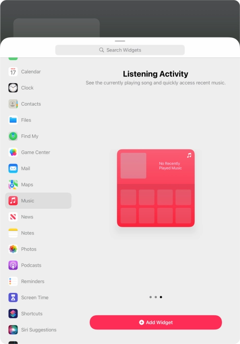 Slide your finger right or left on the screen to select the required widget size. Slide your finger right or left on the screen to select the required widget size.