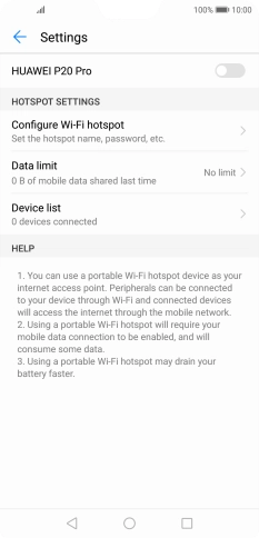Press Configure Wi-Fi hotspot. Press Configure Wi-Fi hotspot.
