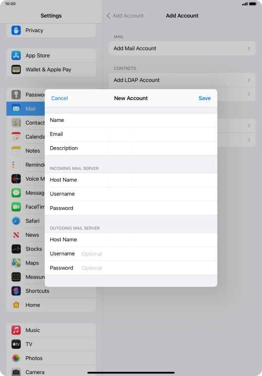 Press Username and key in the username for your email account. Press Username and key in the username for your email account.