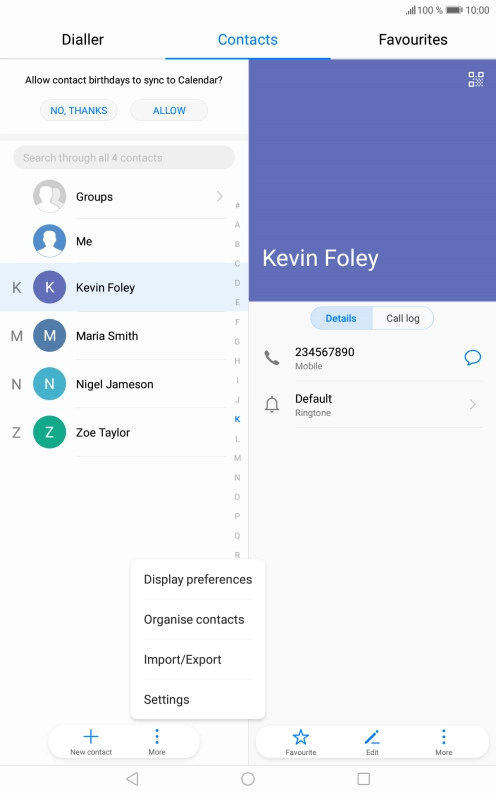 Press Import/Export. Press Import/Export.