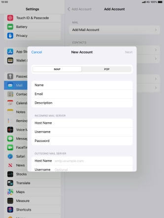 Press Host Name and key in the name of your email provider's outgoing server. Press Host Name and key in the name of your email provider's outgoing server.