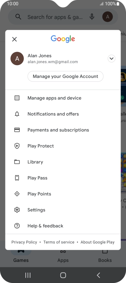 Press Manage apps and device. Press Manage apps and device.