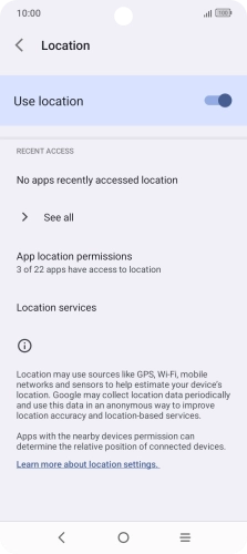 Press App location permissions. Press App location permissions.