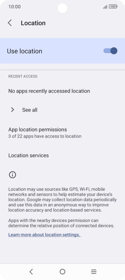 Press App location permissions. Press App location permissions.