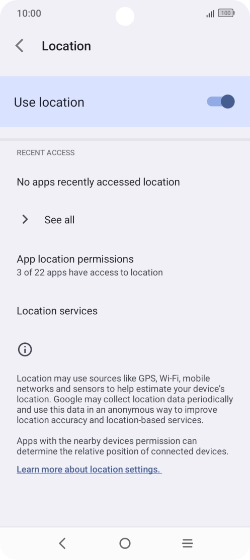 Press App location permissions. Press App location permissions.