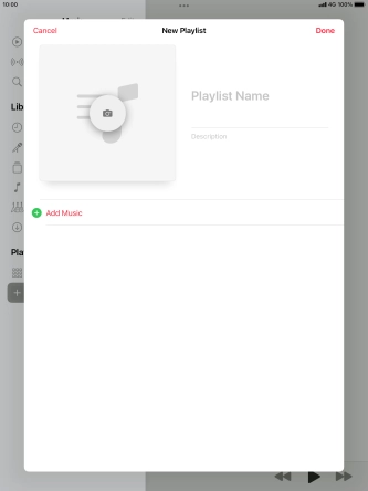 Press the text input field and key in a name for the playlist. Press the text input field and key in a name for the playlist.