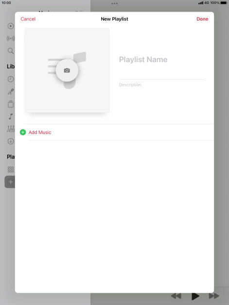 Press the text input field and key in a name for the playlist. Press the text input field and key in a name for the playlist.