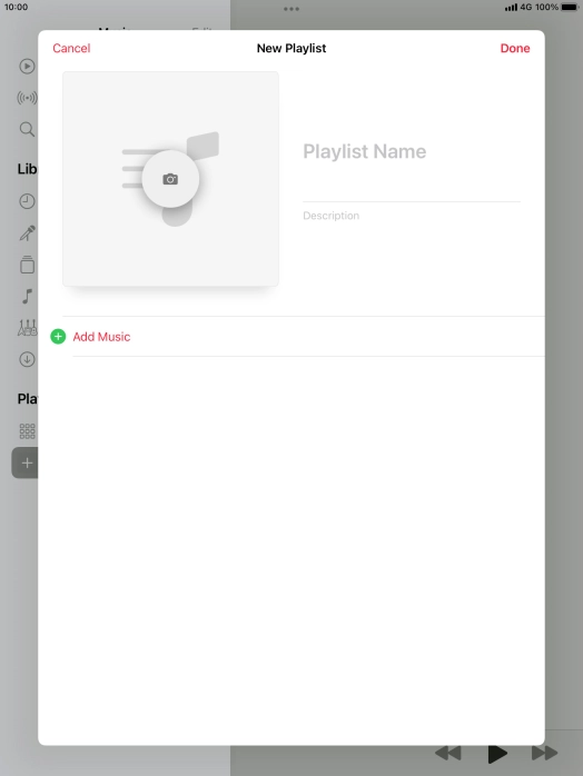 Press the text input field and key in a name for the playlist. Press the text input field and key in a name for the playlist.