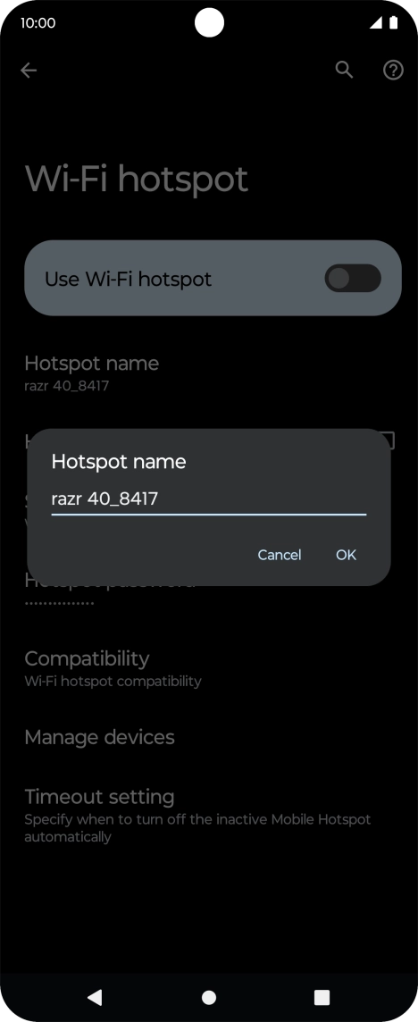 Key in the required Wi-Fi hotspot name and press OK. Key in the required Wi-Fi hotspot name and press OK.
