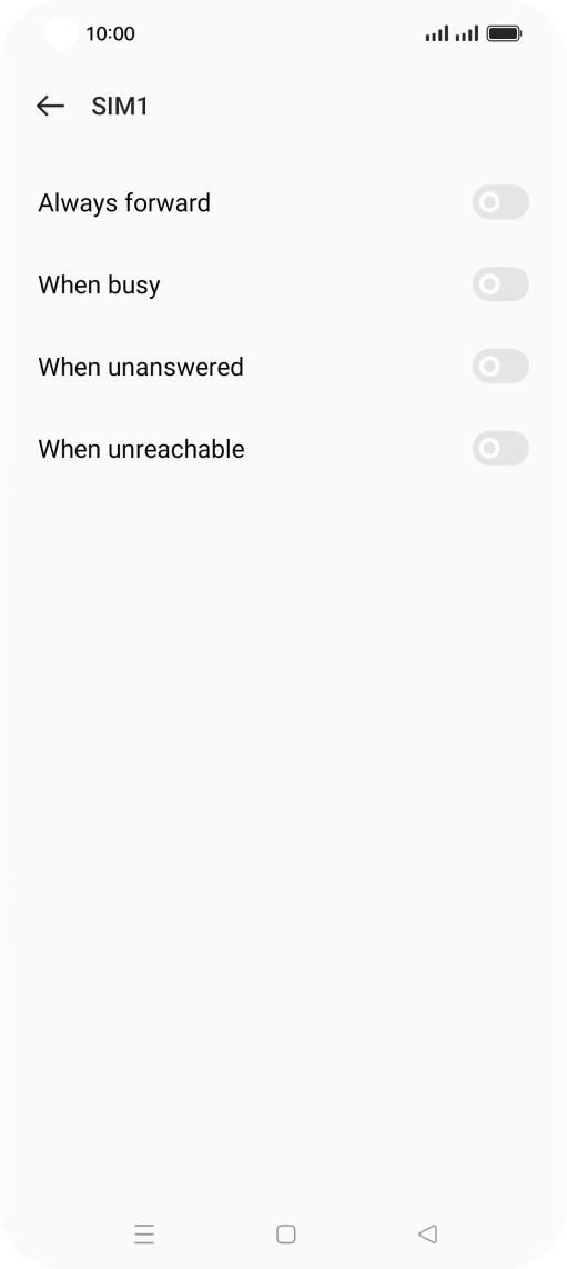 Press the indicator next to the required divert type. Press the indicator next to the required divert type.