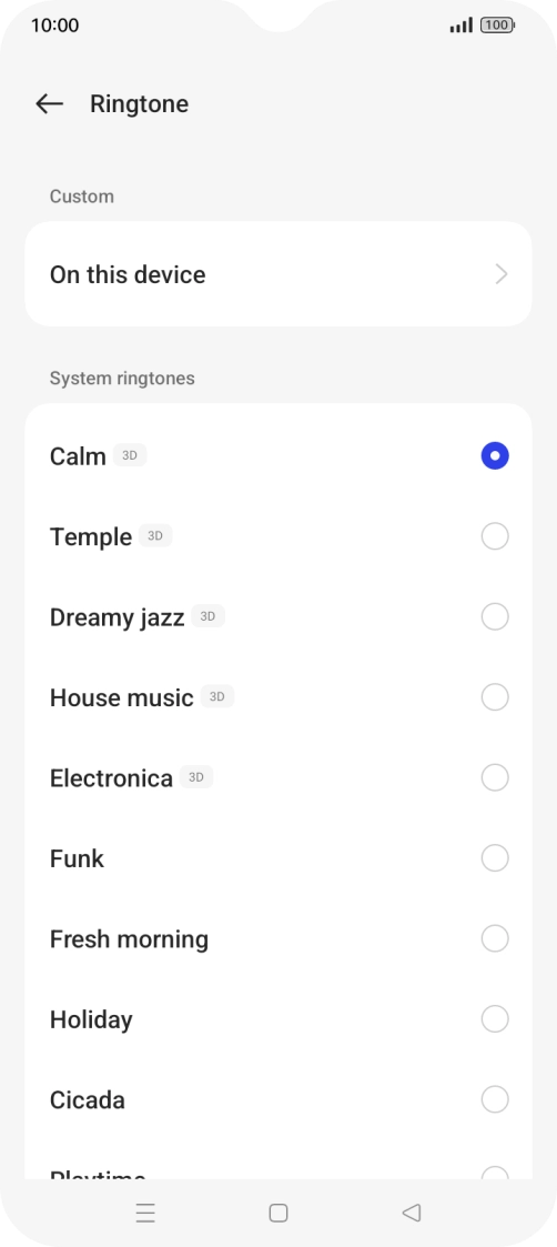 Press the required ring tones to hear them. Press the required ring tones to hear them.
