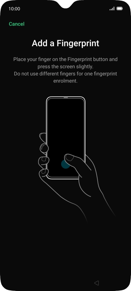 Follow the instructions on the screen to create the phone lock code using your fingerprint. Follow the instructions on the screen to create the phone lock code using your fingerprint.