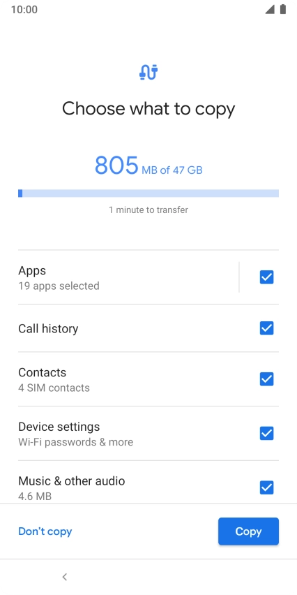 Press the field next to the required data types. Press the field next to the required data types.