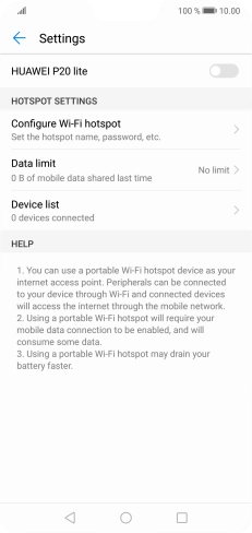 Press Configure Wi-Fi hotspot. Press Configure Wi-Fi hotspot.