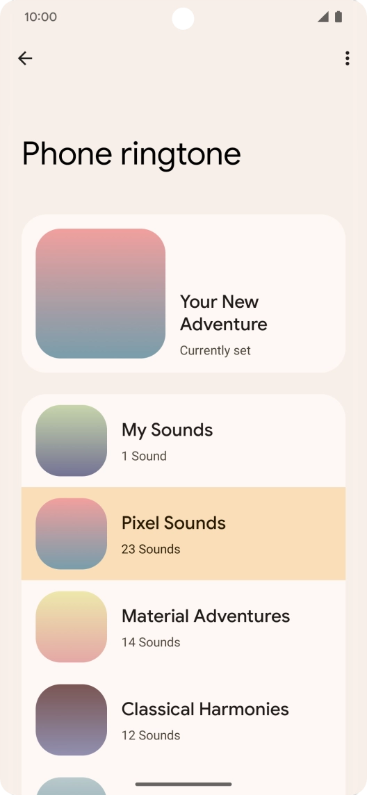 Press the required category. Press the required category.