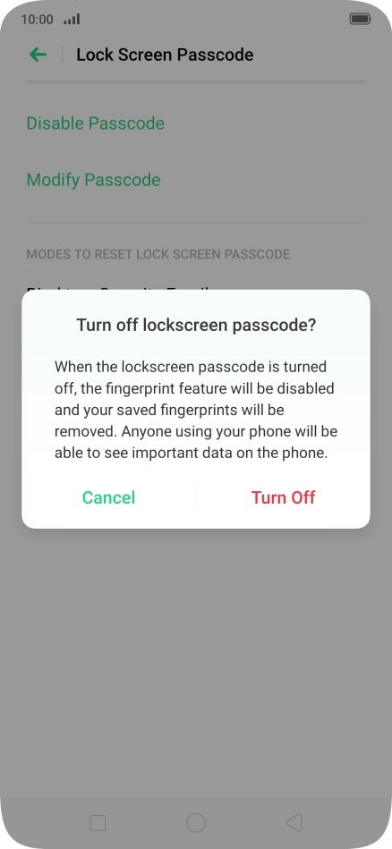 Press Turn Off. Press Turn Off.