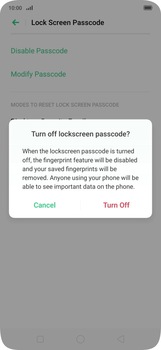 Press Turn Off. Press Turn Off.