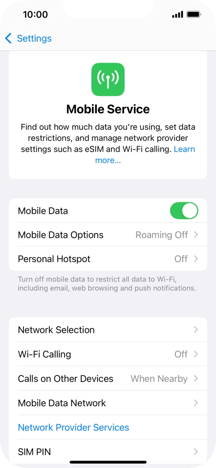 Press Mobile Data Options. Press Mobile Data Options.