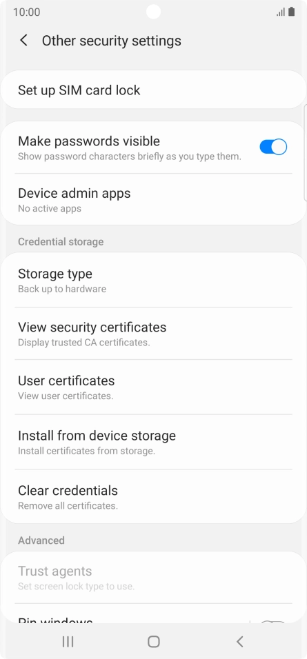 Press Set up SIM card lock. Press Set up SIM card lock.