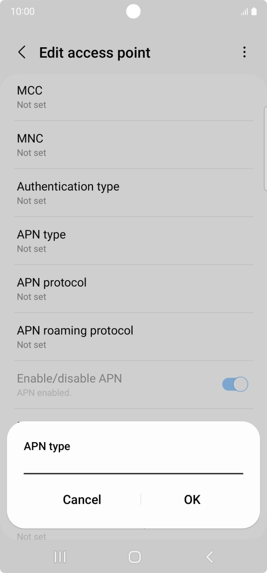 Key in default and press OK. Key in default and press OK.