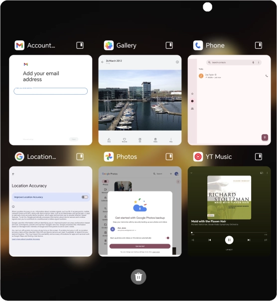 To end one running application, slide your finger upwards on the required application. To end one running application, slide your finger upwards on the required application.