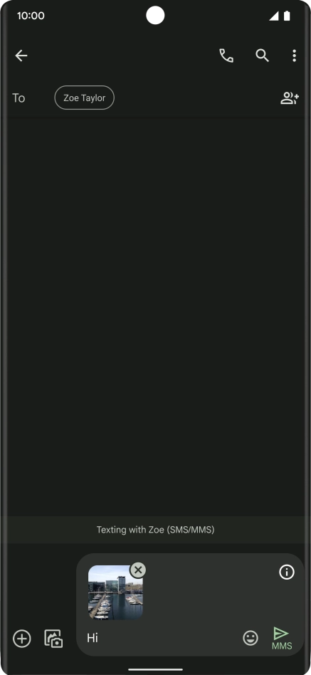 Press the send icon when you've finished your MMS. Press the send icon when you've finished your MMS.