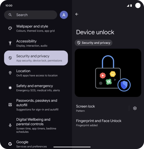 Press Screen lock and key in the additional phone lock code you created earlier. Press Screen lock and key in the additional phone lock code you created earlier.