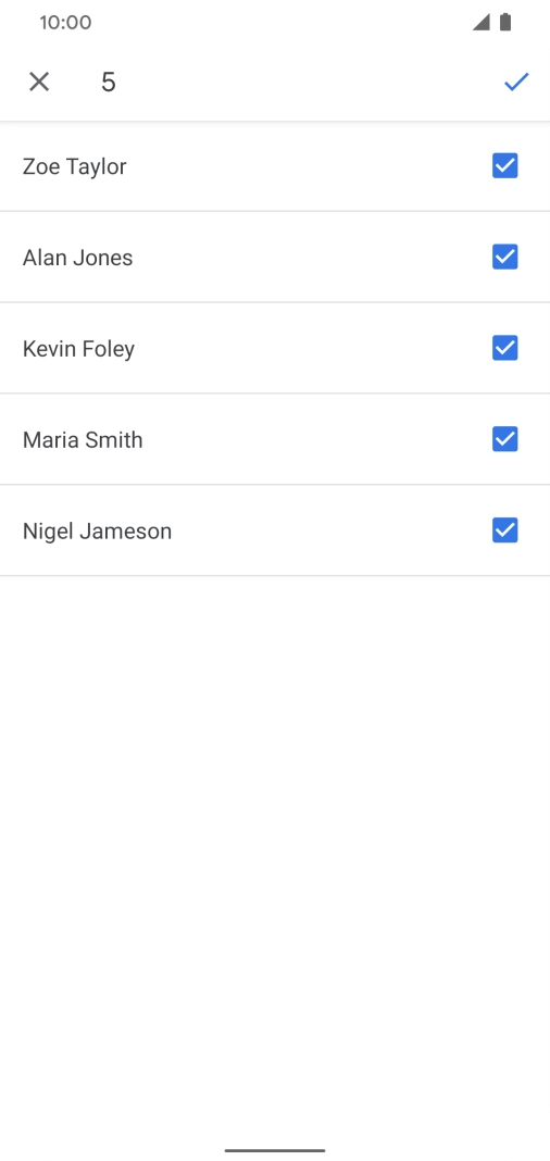 Press the fields next to the required contacts. Press the fields next to the required contacts.