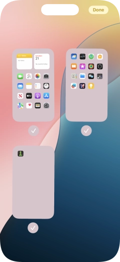 Press the field below the required home screen page to turn page view on or off. Press the field below the required home screen page to turn page view on or off.