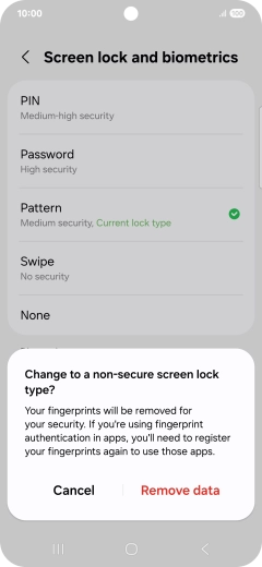 Press Remove data. Press Remove data.