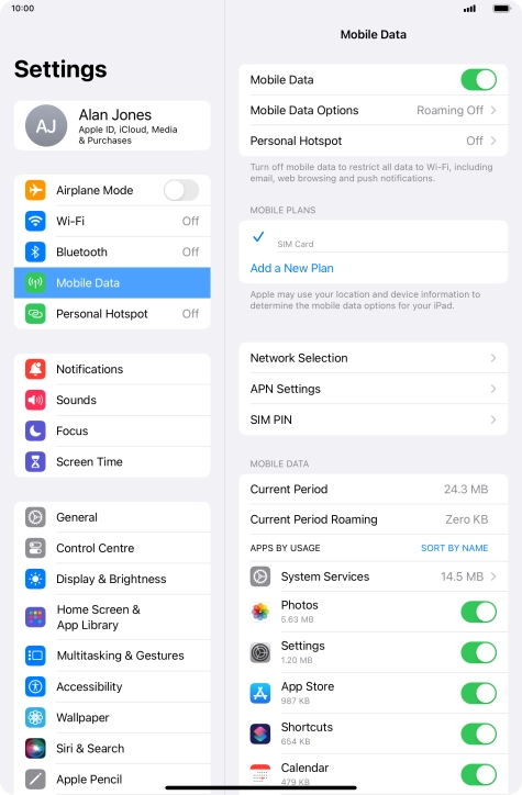 Press Mobile Data Options. Press Mobile Data Options.
