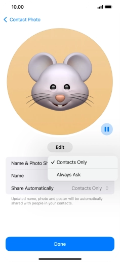 Press the required setting. Press the required setting.