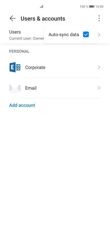 Press Auto-sync data to turn the function on or off. Press Auto-sync data to turn the function on or off.