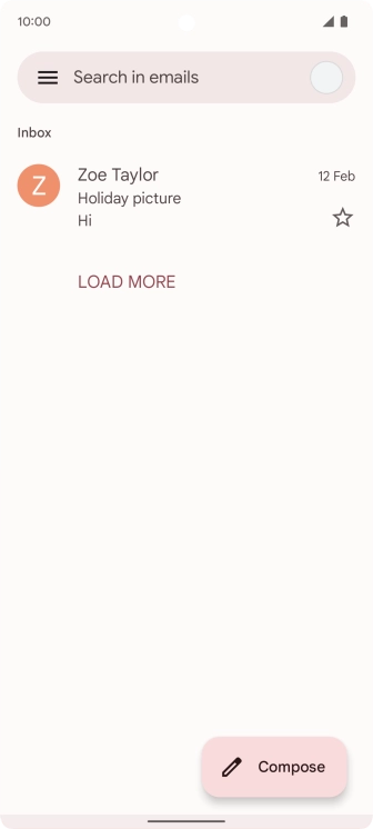 Press the email account icon. Press the email account icon.