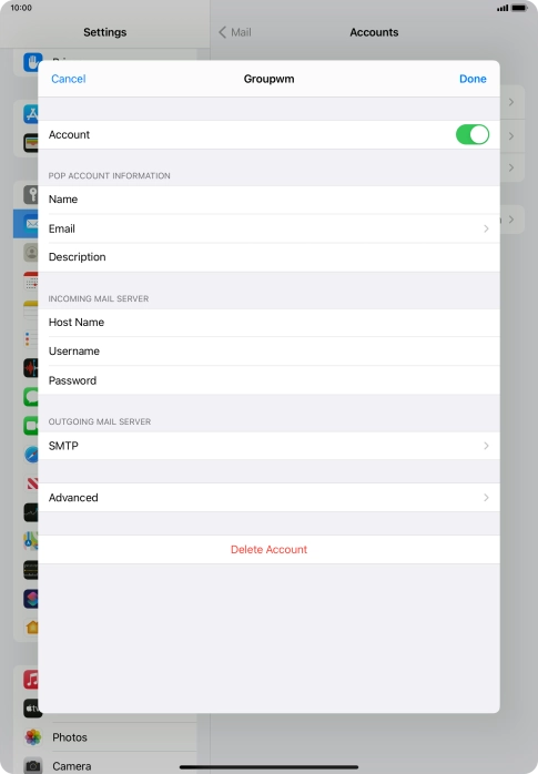 Press SMTP. Press SMTP.