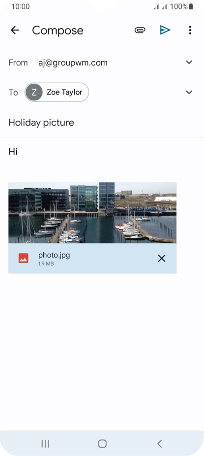 Press the send icon when you've finished your email message. Press the send icon when you've finished your email message.