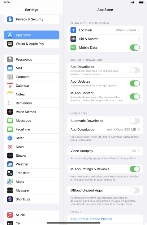 Press the indicators next to the required content types to turn the function on or off. Press the indicators next to the required content types to turn the function on or off.