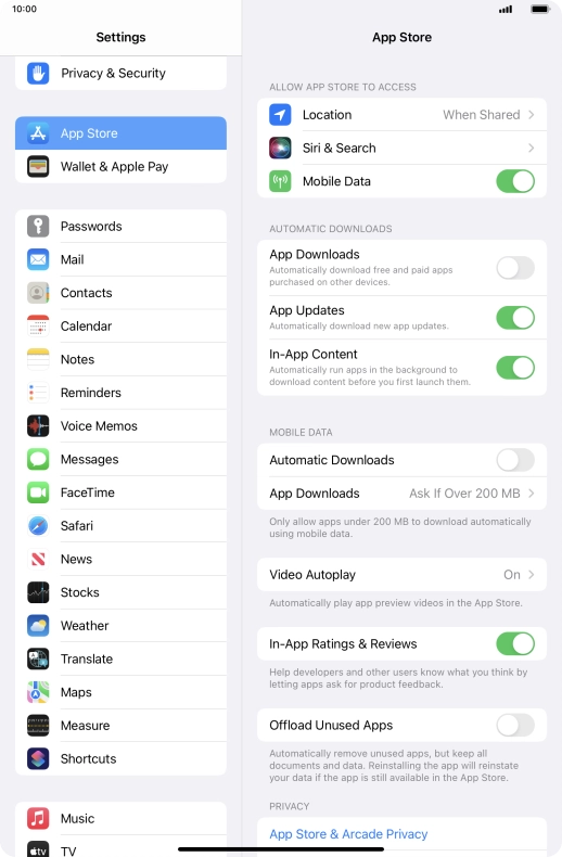 Press the indicators next to the required content types to turn the function on or off. Press the indicators next to the required content types to turn the function on or off.