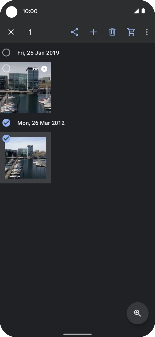 Press the required pictures or video clips to add them. Press the required pictures or video clips to add them.