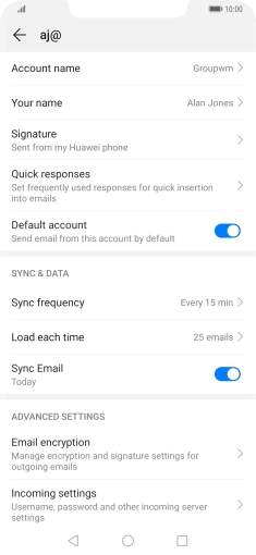 Press Account name and key in the required name. Press Account name and key in the required name.