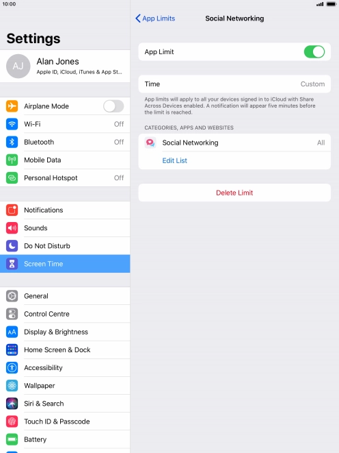Press Delete Limit. Press Delete Limit.
