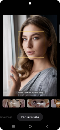 To change your portrait photos to different styles, press Portrait studio. To change your portrait photos to different styles, press Portrait studio.