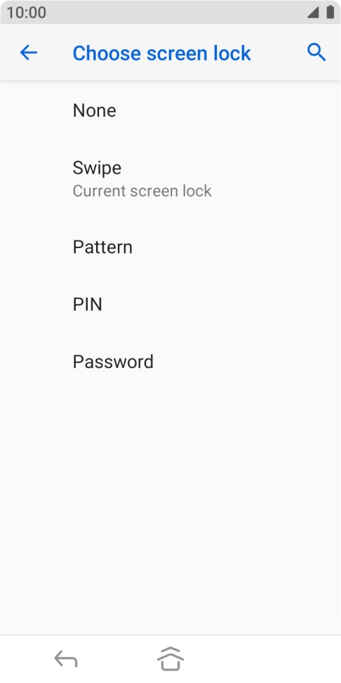 Press Pattern and drag your finger across the screen to connect at least four points. Press Pattern and drag your finger across the screen to connect at least four points.